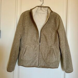 Reversible Sherpa-Lined Herringbone Fleece Jacket – Women’s Size M
